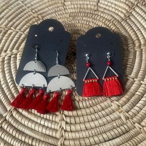 Overstock pierced Earrings in Red New Never worn